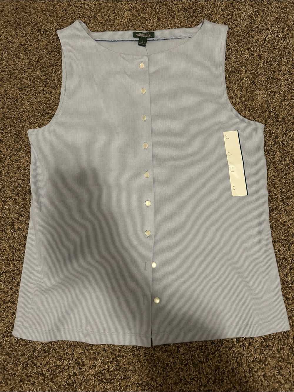 wild fable Light Blue Ribbed Button-Front Tank Top